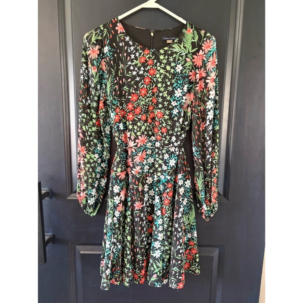 Tommy Hilfiger Sheer Lined Colorful Floral Dress 8P